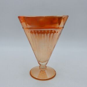 Carnival Glass Adam's Rib Marigold Fan Shape Vase 6.5 Inch Ribbed Vintage